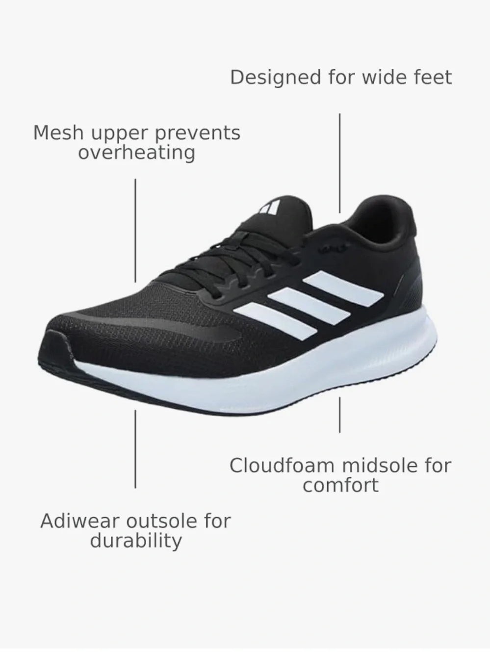 New Adidas Black Running Shoes Size 8.5  Men’s